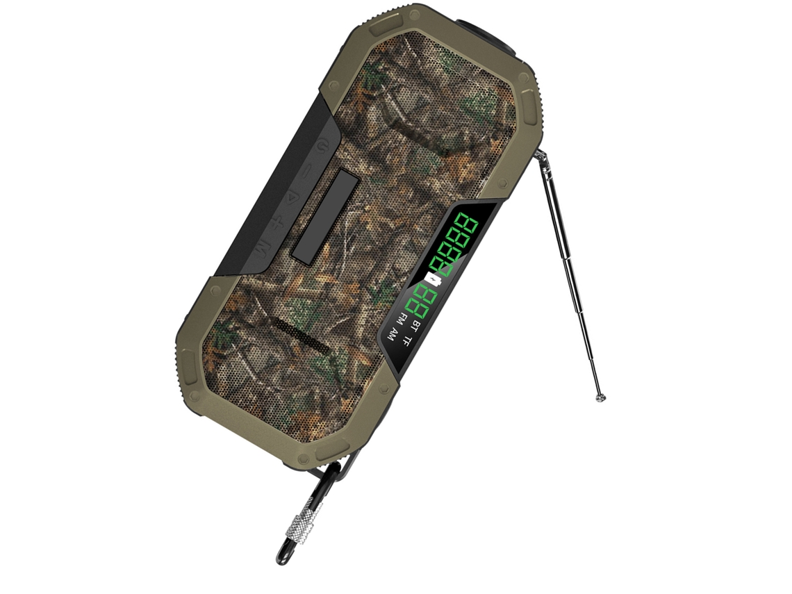 Rádio de Manivela Tonton: Caixa de Som Bluetooth Portátil, À Prova D'água, com Luz Led e Camuflagem da Selva. EOOCOO