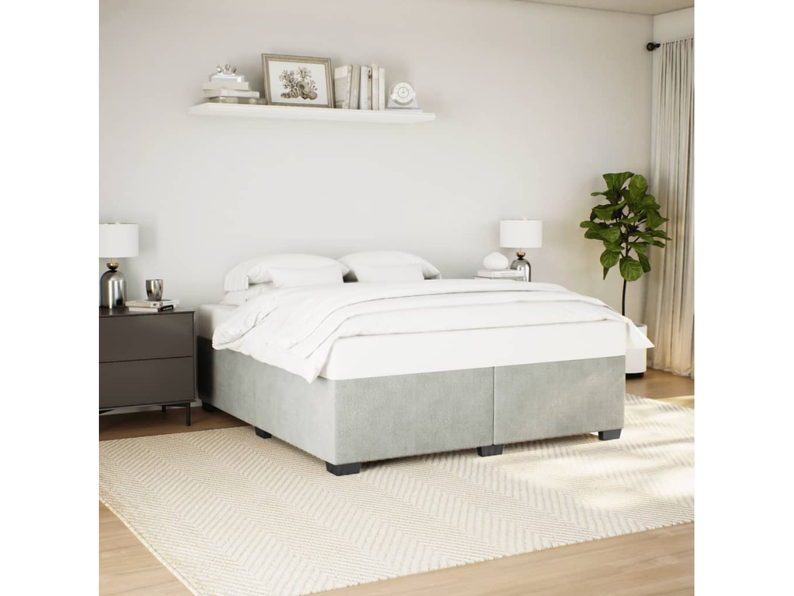 Vidaxl Estrutura De Cama Sem Colchão 200x200 Cm Veludo Cinzento-claro