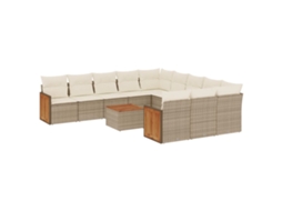 Conjunto de 12 Sofás para Jardim com Almofadões Vime Pe Bege MAISON EXCLUSIVE