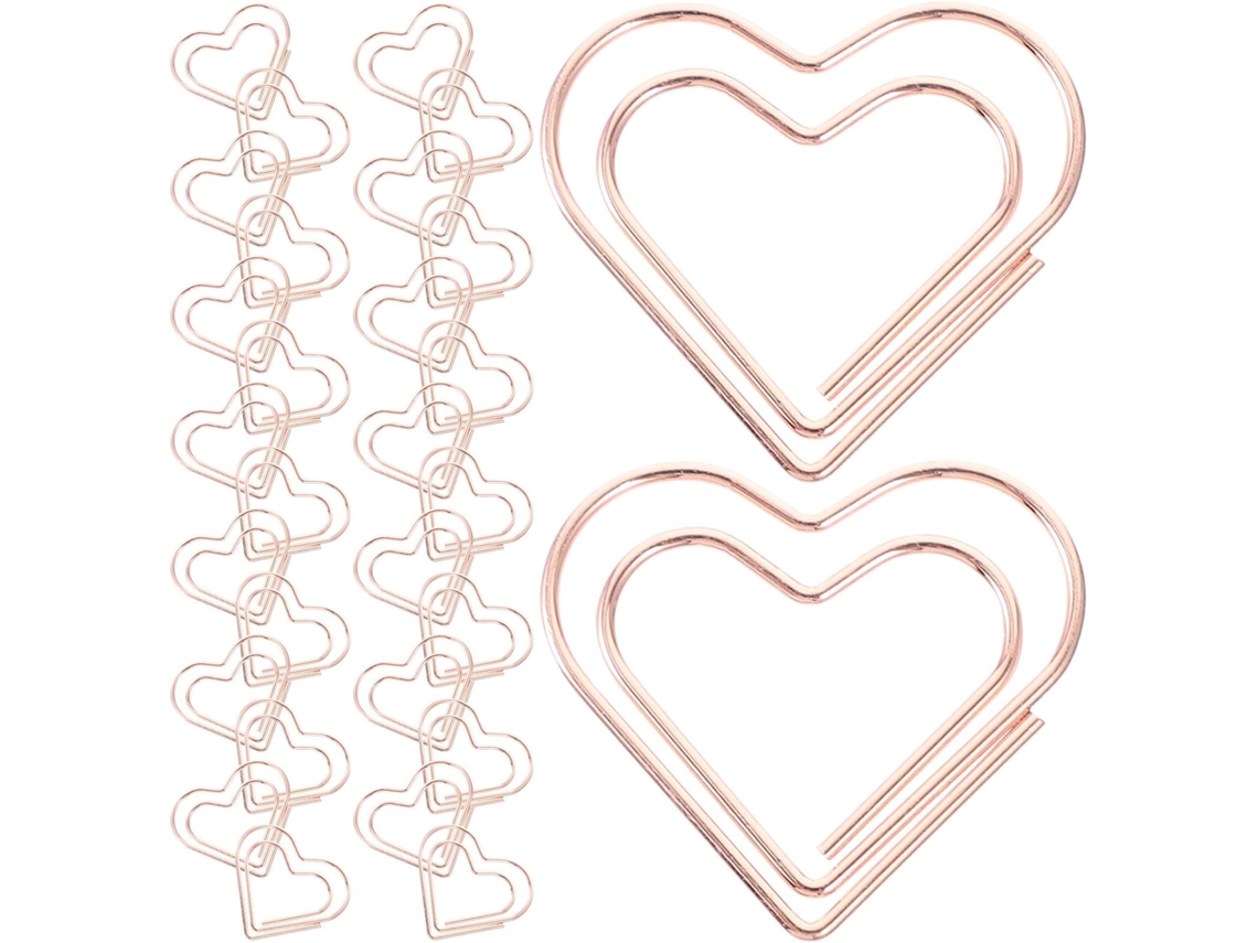 Clips De Papel Metal Em Formato Coração, Pequenos E Criativos Da Sherchpry, Na Cor Ouro Rosa, Pacote Com 100 Unidades