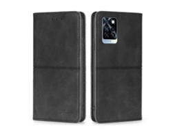 Capa De Celular Infinix Note 10 Pro Em Couro Sintético Com Textura De Vaca E Fecho Magnético Horizontal.