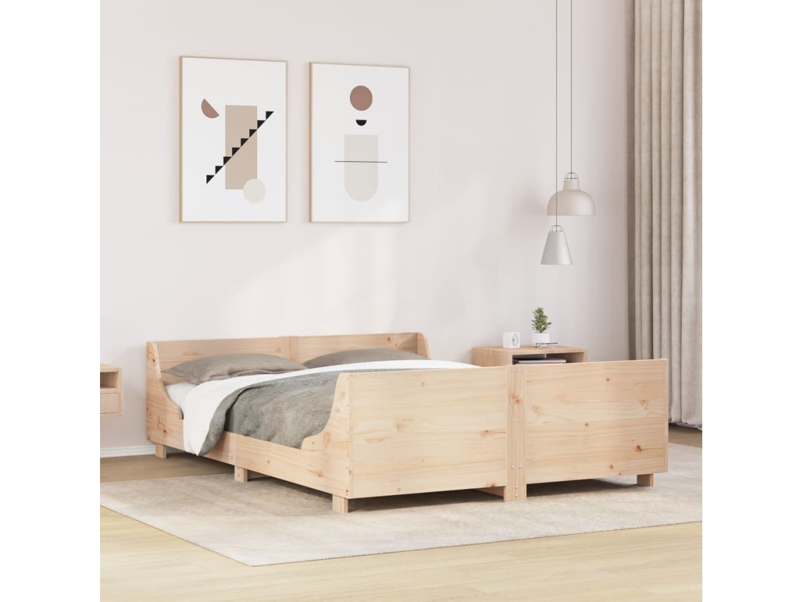 Vidaxl Cama Sem Colchão 160x200 Cm Madeira De Pinho Maciça