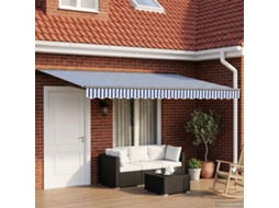 Vidaxl Toldo Retrátil Manual Azul E Branco 4,5 × 3,5 M