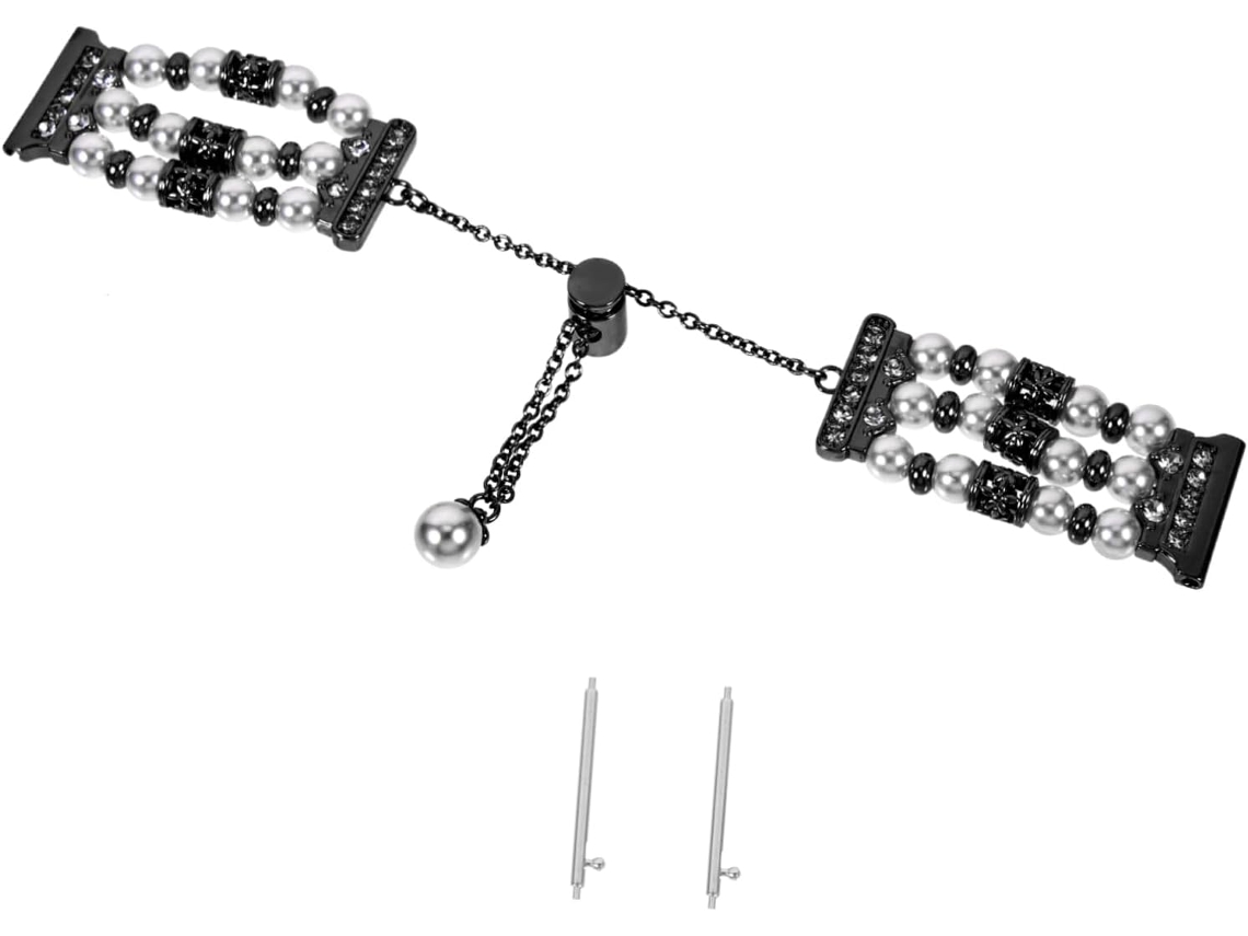Pulseira Para Smartwatch Com Corrente De Pérolas E Bracelete De Metal. Gokoco