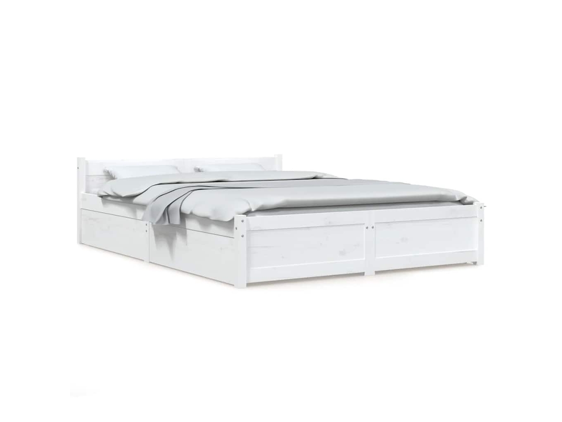 Bed Frame, Bed Frames Vidaxl Branco Madeira (135 X 190 Cm)
