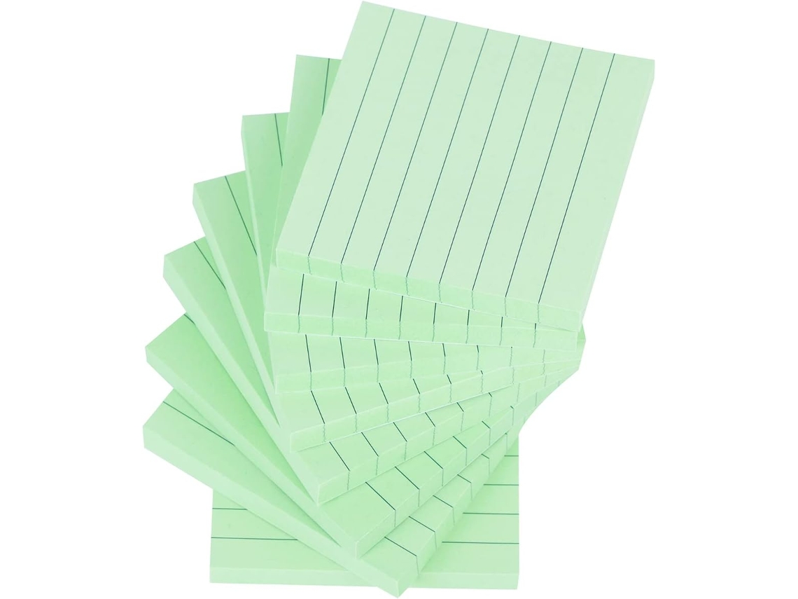 Blocos De Notas Adesivas, 8 Unidades, 100 Folhas, Verde, Para Escritório