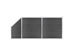 Vidaxl Conjunto De Painel De Vedação Wpc 446x(105-186) Cm Preto