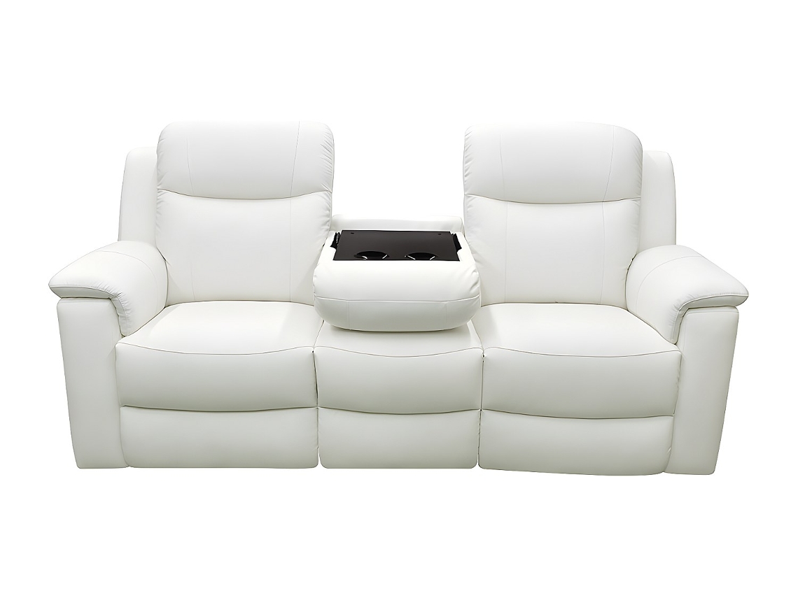 Sofá Relax Evasion VENTE-UNIQUE.PT (Marfim - Pele - 205x96x100 cm)