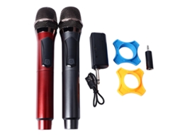 Dual Wireless Microphone With Rechargeable Receiver Red Grey Dynamic Long Range Wireless Mic System For Ktv Sing LAXISCREED