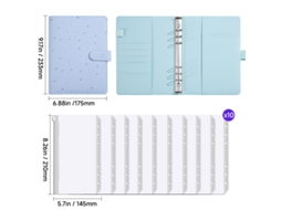 A5 Starry Sky Refillable Loose Leaf Notebook With 10-zipper Pockets Blue