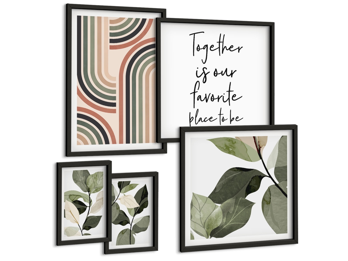 Quadros Decorativos Para Parede Canais De Veneza, Arquitetura Moldura Preta Pinturas De Quarto Espelharte (conjunto De 5 Imagens)