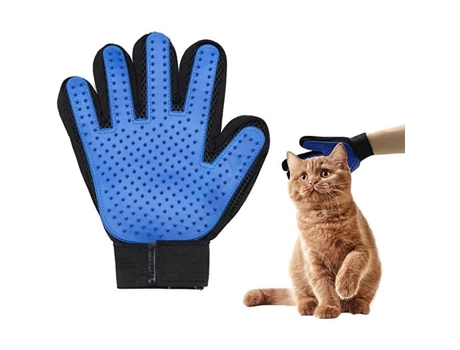 Escova Luva com Removedor de Pêlos para Móveis Pequenos, Médios e Grandes para Cães e Gatos - Mão Direita Azul KAKOO