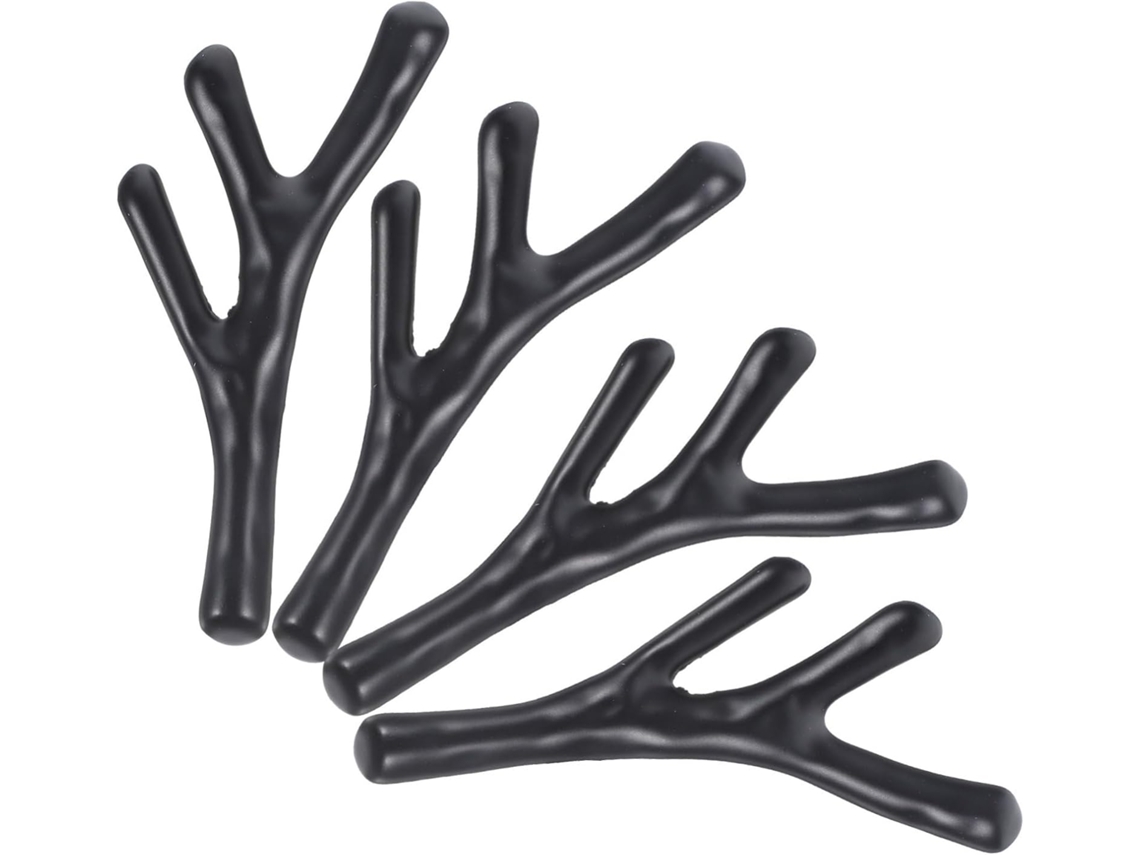 Puxadores Decorativos Em Liga De Zinco, Formato De Galho Preto, 4 Peças