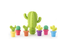 Conjunto de Charms para Copos de Vinho Puxador de Garrafa Cacto Silicone Nova Line S/MARCA