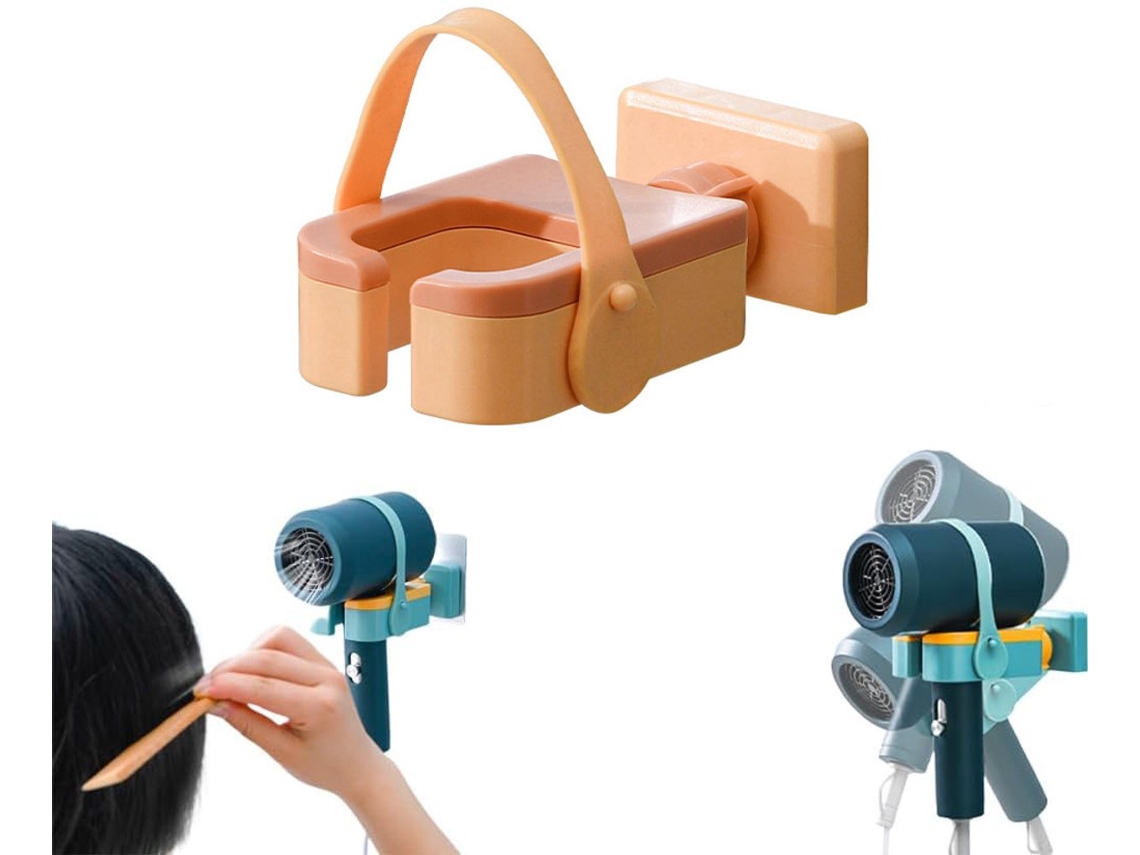 Suporte Para Secador De Cabelo - Parede Organizador Seu Autoadesivo Universal Amarelo