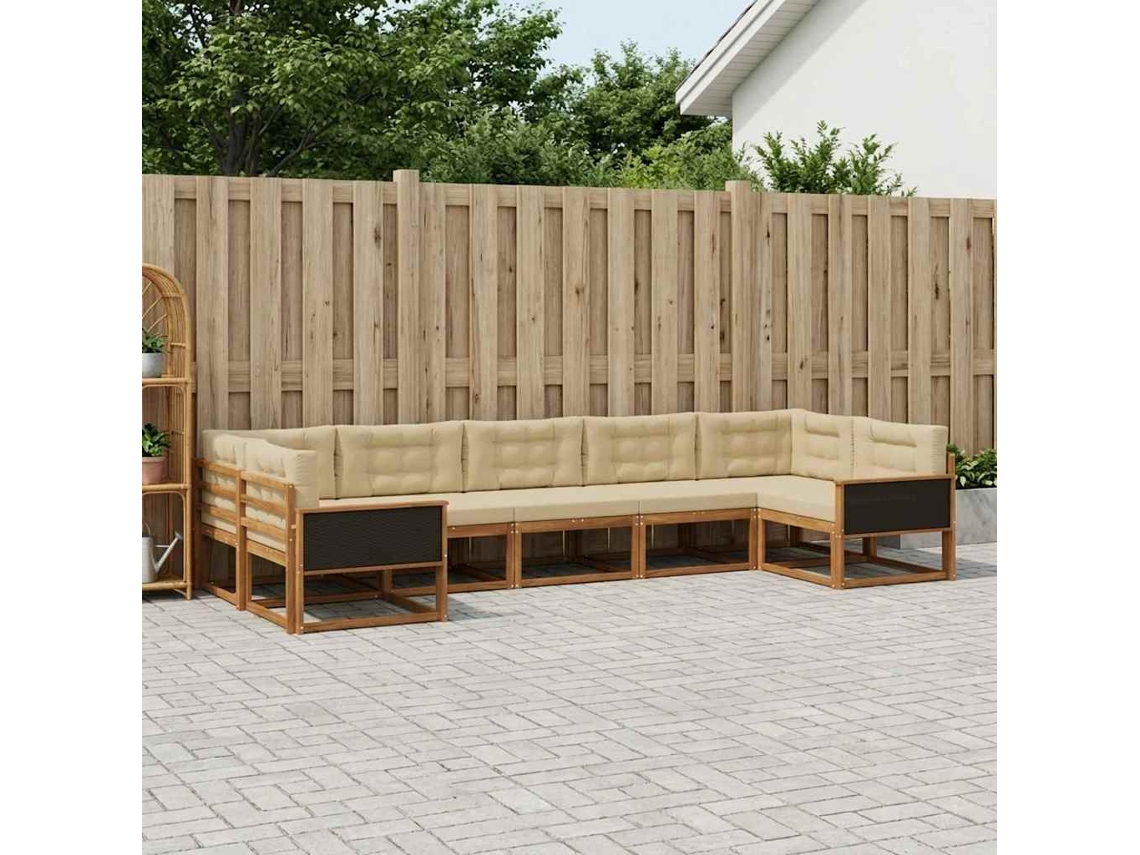 Vidaxl Conjunto De Sofás Para Exterior 7 Unid. Natural E Bege