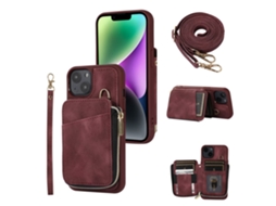 Capa Para Iphone 14 Plus Pele Sintética Vermelho
