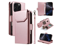 Capa Flip De Couro Sintético Com Suporte Para Cartão Para Iphone 16 Pro