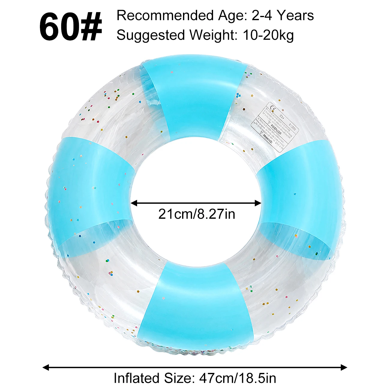 (60 Azul) Boia Inflável Grande Listrada Para Piscina, Boia Gigante Premium Listrada Para Água