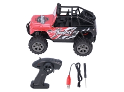 Carro De Controle Remoto Off Road 2.4g Com Pneus Antiderrapantes E Bateria Recarregável Vermelho