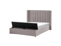 Cama de casal BELIANI Noyers de Veludo Cinzento 170x247x132
