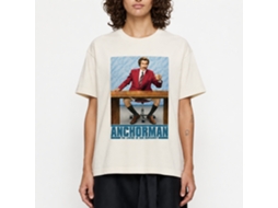 Rockinstone Anchorman Movie Ron At Desk W/ Logo Solid Natural Adult T-shirt Size:xxl
