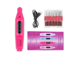 Kit De Lixadeira De Unhas Elétrica Ajustável Usb Para Manicure E Pedicure Com Furadeira 100v-240v Cor Vermelho Rosa