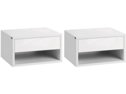 Conjunto 2 Mesas de Cabeceira Melamina de Madeira Cor Branco 37x32x21 cm Homcom