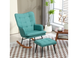 Cadeira De Balanço Até 130 Kg Com Banco, Poltrona De Balanço Para Quarto, Design Em Linho, Confortável E Elegante Quenty