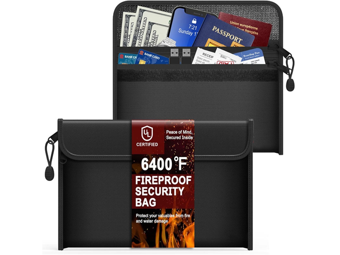 Bolsa De Segurança À Prova De Fogo Até 6400℉, Impermeável Para Guardar Passaportes, Documentos E Valores
