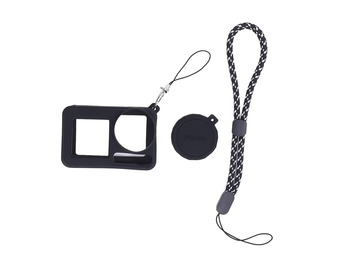 Silicone Case For Action 5 Pro Washable Soft Anti Collision Sports Camera Silicone Cover With Lens Cap Lanyard Black LAXISCREED