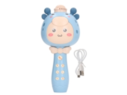 Microfone Infantil Sem Fio Cartoon Recarregável Azul Bt