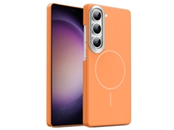 Capa Para Samsung Galaxy S23 5g Fina Circular Magsafe À Prova De Choque Dourada Em Policarbonato Laranja