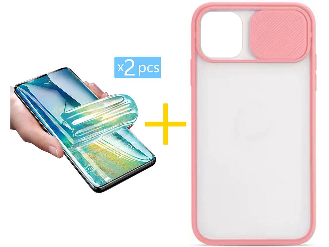 Capa + 2 Películas para iPhone 11 Pro Max SKYHE Rosa-Creme