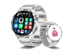 Smartwatch (prateado Metálico), Tela De 1,53 Polegadas, Assistente De Saúde, Bateria De Longa Duração.