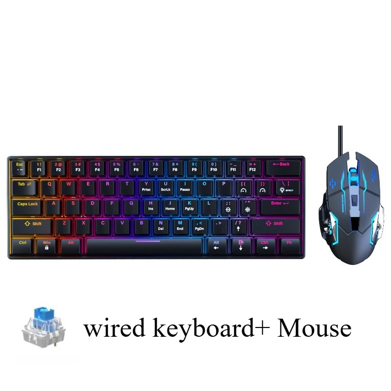 (conjunto Roxo) Teclado Mecânico Com Rgb 60% Portátil Mini Usb