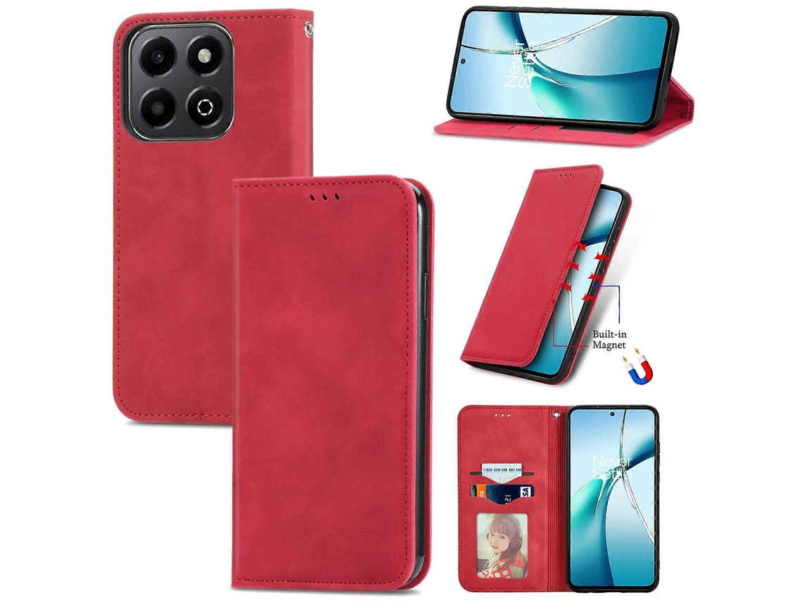 Capa De Celular De Couro Com Flip Magnético Retro Skin Feel