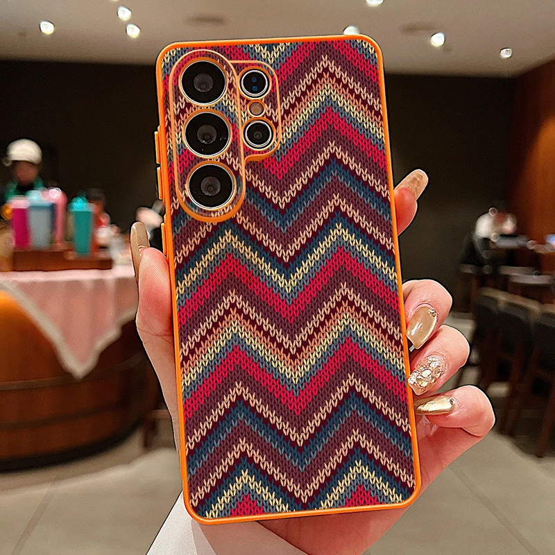 Capa Para Celular Galaxy A34 Com Estampa Retrô Listrada Magnética (laranja)