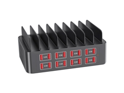 Estação Carga 150w 16 Usb Carga Rápida Suporte Preto