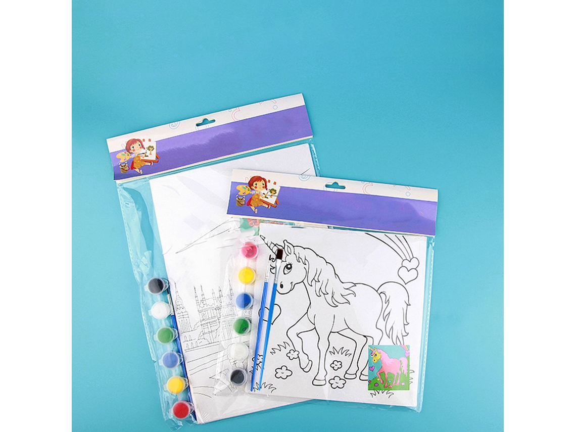 Set De Pintura Acrílica Para Crianças Kits De Pintura Em Tela Padrões De Desenhos Animados Diy 15x20cm Para Crianças, Adolescentes E Adultos