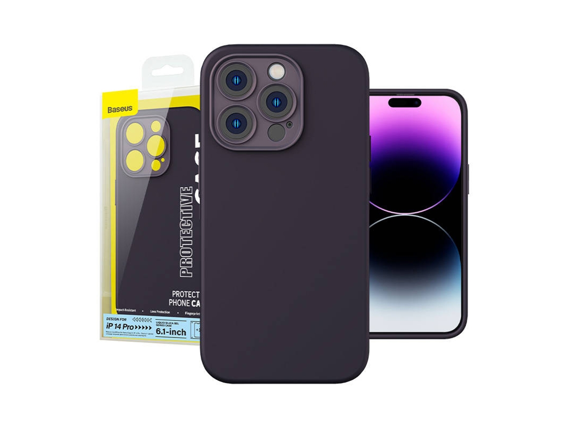Capa De Sílica Líquida Baseus Para Iphone 14 Pro Conjunto 3 Em 1 De Vidro Temperado