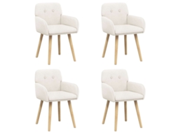 Conjunto 4 Cadeiras De Jantar Vidaxl Creme Bouclé (59 X 57 X 85 Cm)