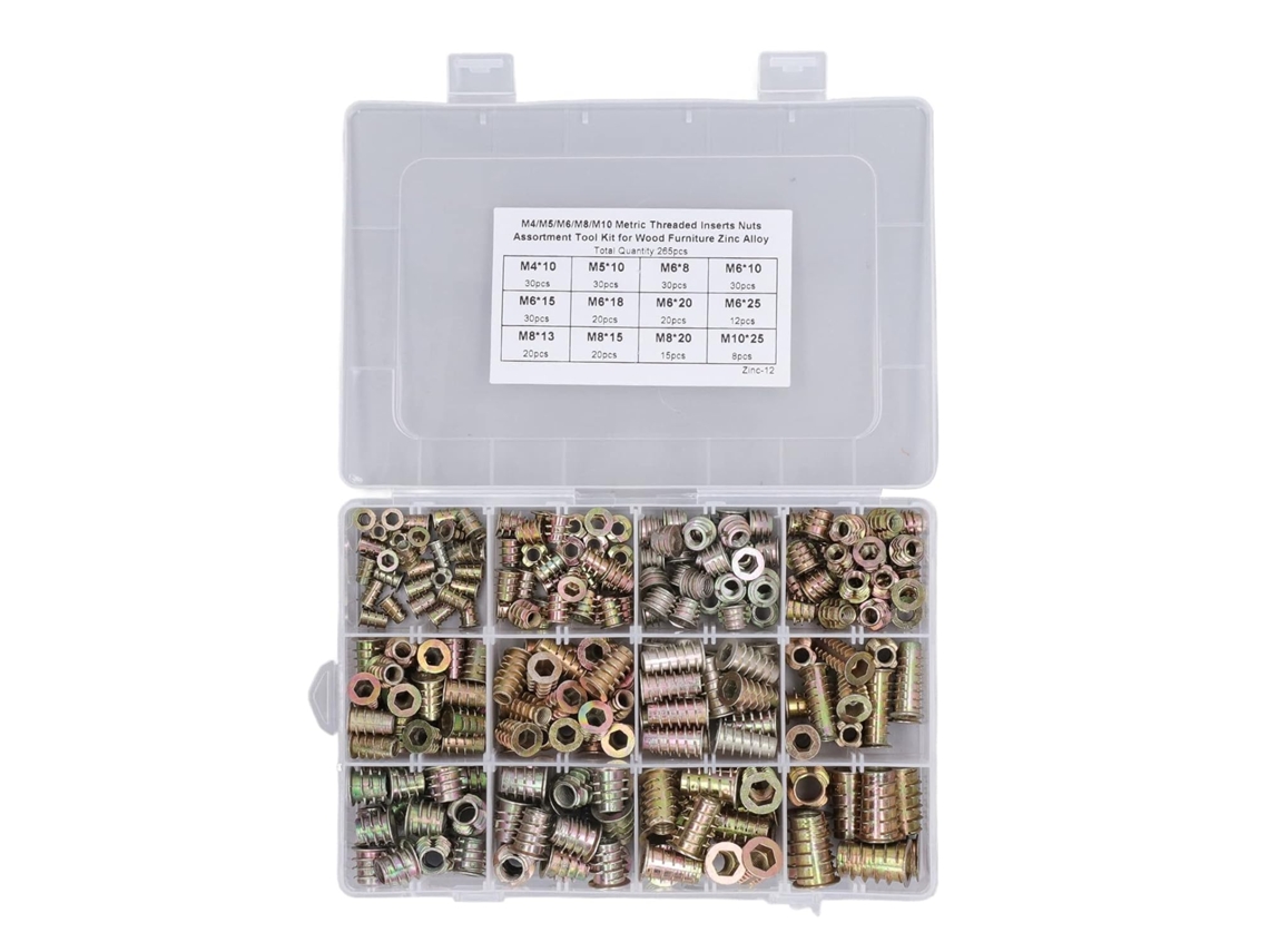 Porcas Com Insertos Roscados, Parafusos De Liga Zinco Para Móveis, Kit