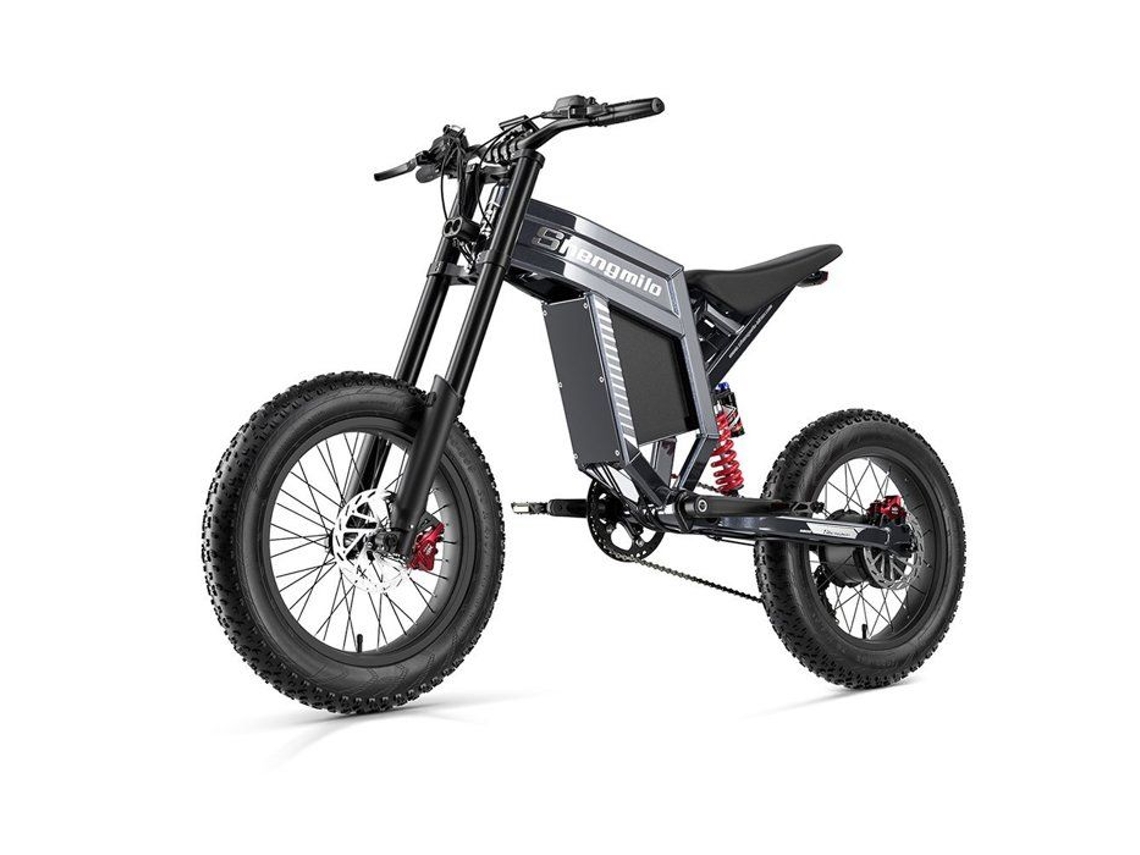 Bicicleta elétrica SHENGMILO S900 para adultos, motor de 1500 W, bateria de 60 V 30 Ah, pneus off-road de 20 polegadas.