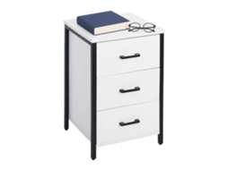 Mesa Branca Cabeceira Com 3 Gavetas, Prateleira E Design Moderno