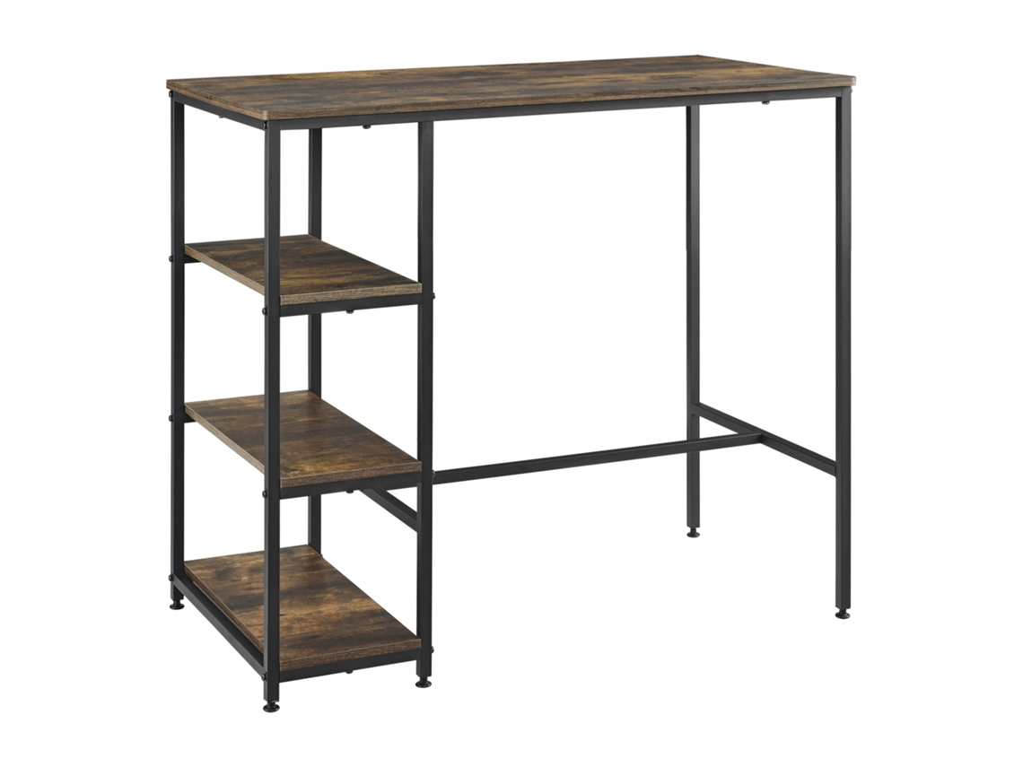 Mesa de Bar Växjö com 3 Prateleiras 100 X 109 X 60 Cm Preto e Efeito de Madeira Escura Tone [EN.CASA]