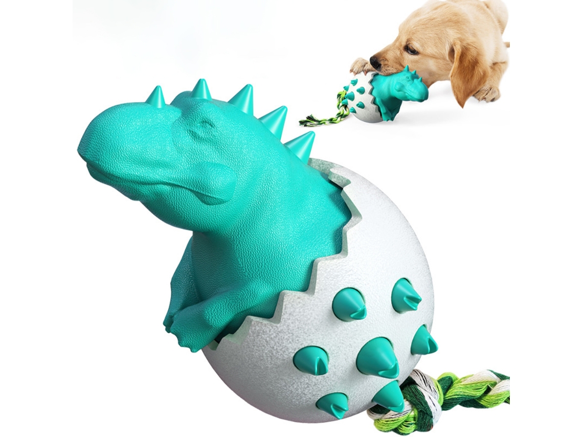 Brinquedo de borracha para cães LAXISCREED com ovo de dinossauro, durável e para limpeza dental