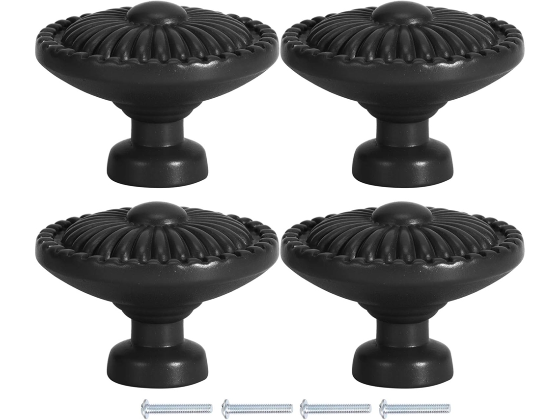 Conjunto De 4 Puxadores Redondos Liga Zinco Com Furo Único, Ferragens Robustas Para Armários, Estilo Moderno E
