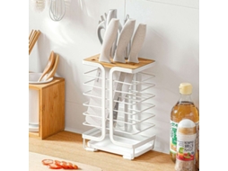 Porta Cuchillos Y Utensilios Con Escurridor, Organizador Universal De Cuchillos Bamboo Y Metal