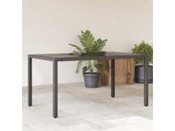 Vidaxl Mesa De Jardim Com Tampo De Vidro 150x90x75 Cm Vime Pe Preto